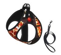 Juego de arnés y correa para perro con estampado de comida pizza, chaleco reflectante ajustable para cachorros para perros pequeños, medianos y grandes y gatos