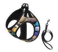Juego de arnés y correa para perro con estampado de guijarros de colores de playa, chaleco reflectante ajustable para cachorros para perros pequeños, medianos y grandes y gatos