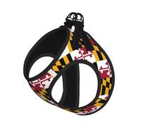 Juego de arnés y correa para perro con estampado de la bandera del estado de Maryland, arnés reflectante ajustable para perros pequeños y gatos