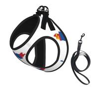 Juego de arnés y correa para perro con estampado de mapa de la bandera de Mongolia, chaleco reflectante ajustable para cachorros pequeños, medianos y grandes y gatos