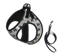 Juego de arnés y correa para perro con estampado de plumas de pavo real, arnés reflectante ajustable para perros pequeños y gatos