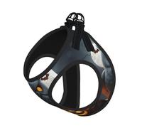 Juego de arnés y correa para perro, diseño de búho, fantasma, calabaza, Halloween, con estampado de calabaza, arnés reflectante ajustable para perros pequeños y gatos