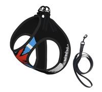 Juego de arnés y correa para perro pequeño con bandera británica con estampado de la tierra de Londres, chaleco suave ajustable con correas reflectantes de 360° para gatos y cachorros