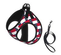 Juego de arnés y correa para perro pequeño con estampado de la bandera del estado de Carolina del Norte, chaleco suave ajustable con correas reflectantes de 360° para gatos y cachorros