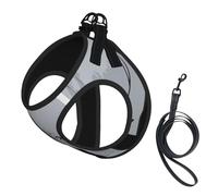 Juego de arnés y correa para perro pequeño con estampado de rinoceronte animal, chaleco suave ajustable con correas reflectantes de 360° para gatos y cachorros