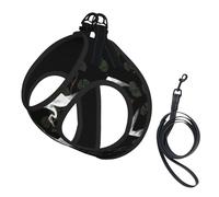 Juego de arnés y correa para perros pequeños con estampado de grúa y pino japonés, chaleco suave ajustable con correas reflectantes de 360° para gatos y cachorros