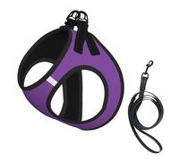 Juego de arnés y correa para perros pequeños y gatos, color morado eléctrico, chaleco con correa ajustable sin tirones, arnés de malla suave transpirable para perros pequeños y medianos para pasear al
