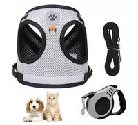 Juego de arnés y correa retráctil automática para gatos cachorros, arnés ajustable con tiras reflectantes