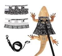 Juego de arnés y falda de correa de dragón barbudo ajustable, correa de lagarto para reptiles, vestidos de cuerda, kit de iniciación, accesorios para animales pequeños, entrenamiento al aire libre
