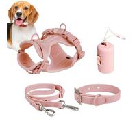 Juego de arneses para perros pequeños, arnés sin tirones para perros medianos | Set de correa "Step in No Pull" para mascotas y cachorros con soporte para bolsas de caca