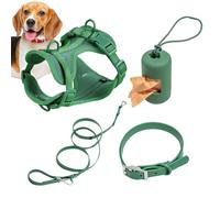 Juego de arneses para perros pequeños, collar de perro ajustable, arnés con correa, collar de seguridad, ajustable con soporte para bolsas de excrementos