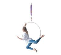 Juego de Aros aéreos de Acero Inoxidable de 95 cm, Equipo de aro aéreo de un Solo Punto, Aerial Hoop Set Single Point Hanging Dance Circus Ring Dance con Correas de Transporte y Mosquetón para Yoga