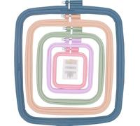 Juego de aros de bordado rectangulares cuadrados para punto de cruz, herramienta de costura multicolor, con ojales dorados, agujas de bordar