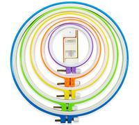 Juego de aros de bordado redondos coloridos de 5 tamaños, anillos de punto de cruz de plástico para costura artesanal, incluye 16 agujas de coser de ojos dorados, LAMXD