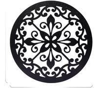 Juego de arte circular de madera para pared con seis apliques florales de diseño bohemio y estética tradicional europea para decoración de interiores (D)
