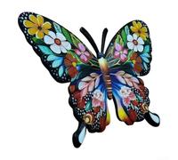 Juego de arte decorativo de pared de mariposa, patrón floral multicolor sobre metal, óxido a prueba de adornos al aire libre para amantes de la naturaleza, estilo moderno bohemio, 16 cm (1)