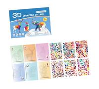 Juego de arte geométrico portátil para niños, aprendizaje temprano, rompecabezas de animales temáticos con materiales de papel seguros, rompecabezas de aprendizaje para niños