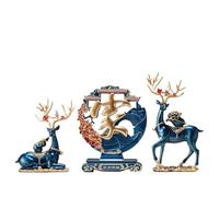 Juego de arte minimalista moderno hecho a mano de tres piezas, regalo de inauguración de la casa de alta gama, adecuado for decoraciones de sala de estar, entrada, TV y vitrina.(Blue)