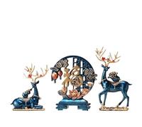 Juego de arte minimalista moderno hecho a mano de tres piezas, regalo de inauguración de la casa de alta gama, adecuado for decoraciones de sala de estar, entrada, TV y vitrina.(Blue1)