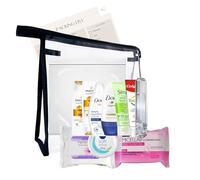 Juego de artículos de tocador de viaje para mujer, kit de aseo esencial de tamaño de viaje para viajes, hospitales, estancias nocturnas, Clear, Bolsa de aseo de viaje