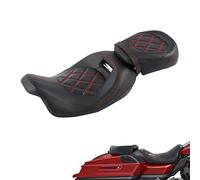 Juego de asiento de conductor y pasajero de perfil bajo con costuras rojas para Harley Touring 2009-2023 Road King FLHR Street Glide FLHX Road Glide FLTRX CVO Street Glide FLHXSE Electra Glide FLHTCU