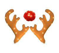 Juego de astas para automóvil: decoración navideña iluminada, exhibición de montada en el techo, astas resplandecientes de felpa, característica navideña resistente a la intemperie, fijación ráp