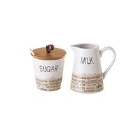 Juego de azucarero y lechera nórdico stoneware de madera blanco - LOLAhome