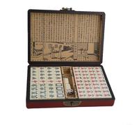 Juego de azulejos Mahjong en una elegante funda de transporte de madera con 2 dados, ideal para aventuras de viaje (sin asa)