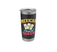 Juego de azulejos mexicano Train Queen Domino Player Dominó Lover Vaso térmico de acero inoxidable de doble pared