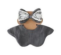 Juego de babero multifuncional para bebés que incluye diadema con lazo para niñas recién nacidas, toalla de algodón para saliva, cómoda, absorbente, protectora, control de desorden