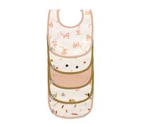 Juego de baberos LÄSSIG para bebés (5 piezas) con cierre de velcro, de algodón impermeable/valor pack baberos Little Mateys orange
