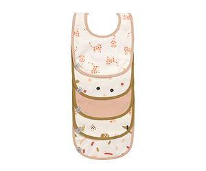 Juego de baberos LÄSSIG para bebés (5 piezas) con cierre de velcro, de algodón impermeable/valor pack baberos Little Mateys orange