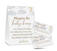 Juego de Baby Shower Measure the Baby Bump, 1 letrero de pie con 50 tarjetas de adivinanzas, suministros de decoración de fiesta de revelación de género sobre la luna - B33