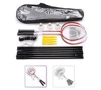 Juego de Bádminton para 2 Jugadores - Set con Raquetas con 3 Volantes y 1 Red - Ideal para Niños y Adultos y Familia - para Actividades al Aire Libre jardín Playa (2 Raquetas, Rojo)
