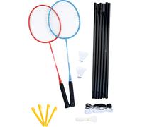 Juego de bádminton sunflex sport matchmaker 2 pro con 2 raquetas modernas, 2 volantes y una red con postes en una práctica bolsa de transporte de