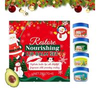 Juego De Bálsamo Labial | 4 Piezas De Crema Hidratante Con Sabor A Navidad | Hidratante Nutritivo Para Labios Agrietados,Para Labios Secos Agrietados Partidos Niñas Hombres Cumpleaños Diario
