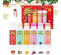 Juego de bálsamo labial navideño, 6 unidades de Fruit Lip Bálsamo, hidratante, mascarilla de labios hidratante, nutritiva duradera, líneas de labios descoloridas, regalos de Navidad