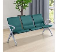 Juego de banco de espera de 3 plazas, sillas de recepción de aeropuerto de piel sintética con respaldo y reposabrazos, viga totalmente cerrada, elegante diseño verde para uso en oficina y salón