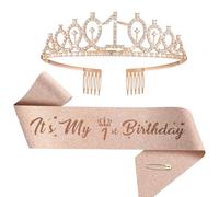 Juego de banda y corona de cumpleaños número 1-100 para mujeres y niñas (1 °, estándar)