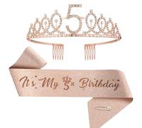 Juego de banda y corona de cumpleaños número 1-100 para mujeres y niñas (5 años, estándar)