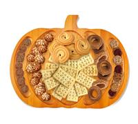 Juego de bandejas de madera de calabaza para servir - Tabla de embutidos de Halloween con compartimentos, decoración de cocina de otoño y plato de fiesta para queso, aperitivos y reuniones
