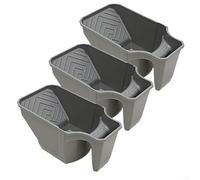 Juego de bandejas de pintura de 3 piezas con mango ergonómico cómodo, paredes altas para prevención de derrames y diseño rodante para un uso suave en superficie (gris)