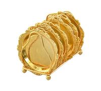 Juego de bandejas decorativas vintage de acero inoxidable - Escurreplatos en relieve dorado, estación de servicio de lujo | Soporte para bebidas perfumado para aperitivos de frutas para accesorio de