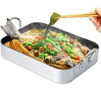 Juego de bandejas para Asar antiadherentes: Parrilla Profunda Rectangular y Plancha con Asas Dobles, Ideal para asados, Pasteles para Hornear y más, Apto para lavavajillas, 3 tamaños (35