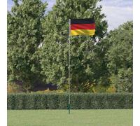 Juego de bandera de Alemania con mástil telescópico de aluminio de 5,5 m, altura regulable con casquillo de suelo para jardín y eventos