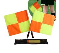 Juego de banderas de árbitro de fútbol con poste ligero de acero inoxidable y bandera de nailon a cuadros de alta visibilidad para uso de linesman