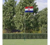Juego de banderas de Croacia con mástil telescópico de aluminio de 5,5 m, casquillo de suelo, resistente a la intemperie, juego de banderas de poliéster para jardín y eventos deportivos