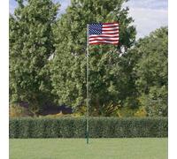 Juego de banderas de Estados Unidos con mástil telescópico de aluminio de 5,5 m - Incluye bandera nacional de 90 x 150 cm y casquillo de suelo para jardín y eventos