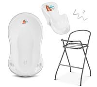 Juego de bañera para bebé con soporte - ¡Certificado por TÜV Rheinland! Bañeras para bebés + Asiento de baño para bebés + Desagüe + Soporte - ¡Bañera para bebés con soporte!