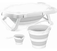 Juego de bañera para bebé plegable grande de 33 litros, bañera para bebé con inserto de bañera, taza de lavado y cubo. Bañera plegable para bebés de 0 a 6 años, 82 x 48 x 23 cm
